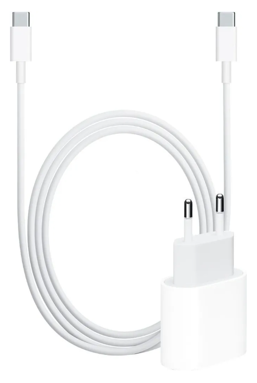 Ladegerät 230V Apple 20W + usbC - C 1m Braided weis(PD 2.0)